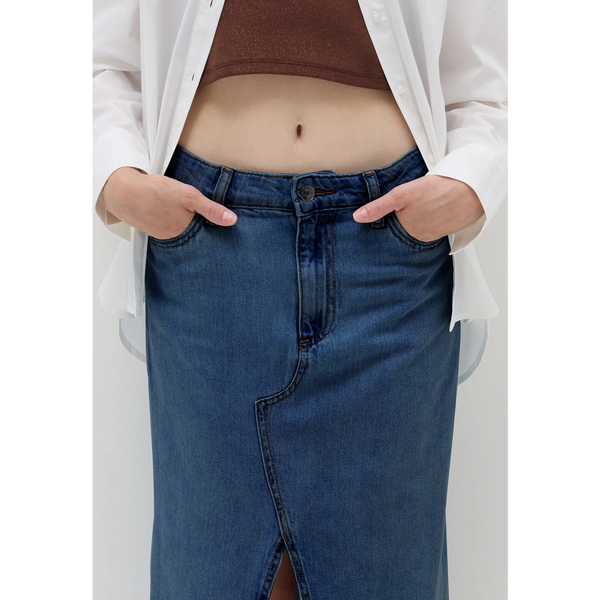 Dark Wash Front Slit Denim Skirt | Montivo Pakistan