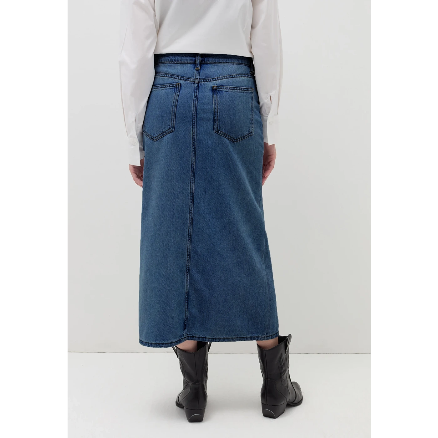 Dark Wash Front Slit Denim Skirt | Montivo Pakistan
