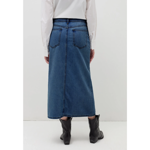 Dark Wash Front Slit Denim Skirt | Montivo Pakistan