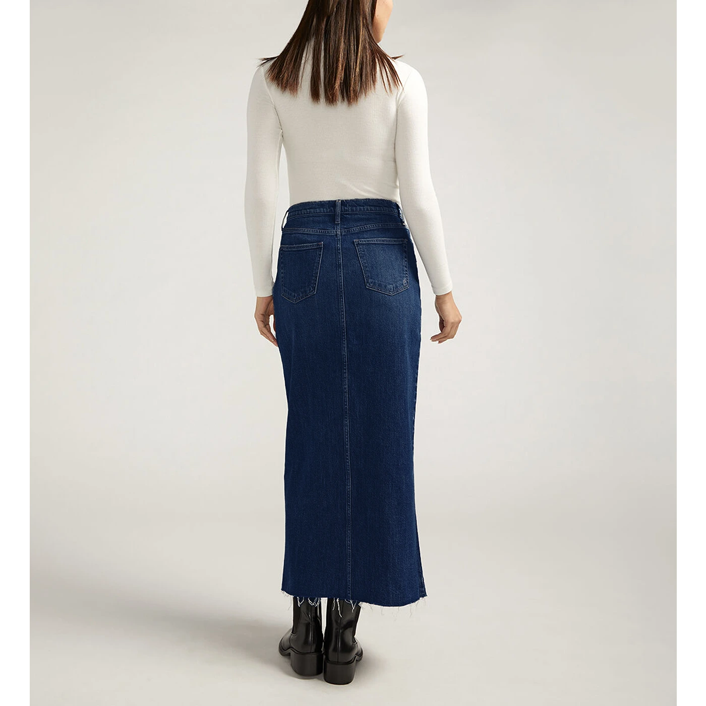 Dark Blue Front Slit Maxi Denim Skirt | Montivo Pakistan