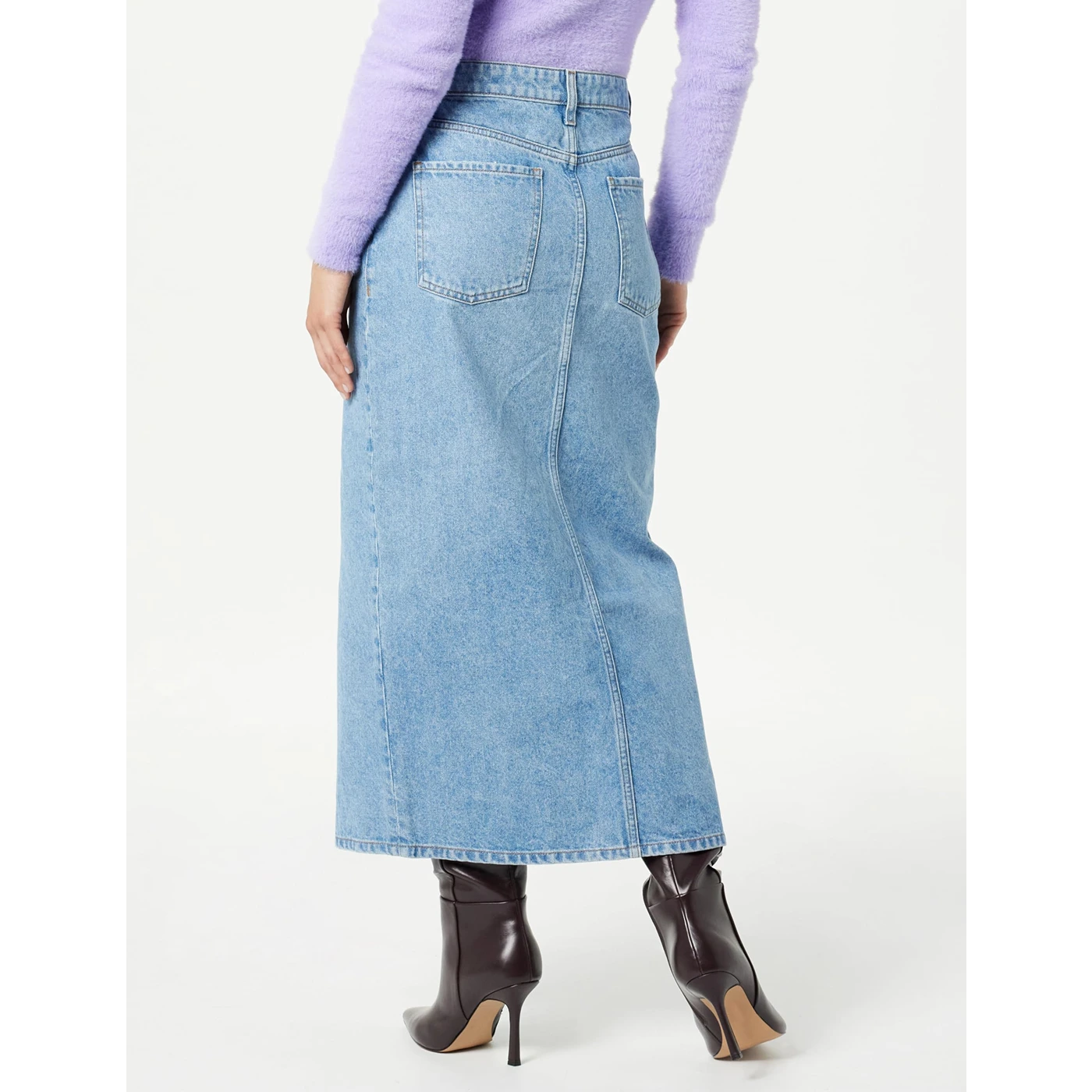 Light Blue Denim Front Slit Skirt | Montivo Pakistan