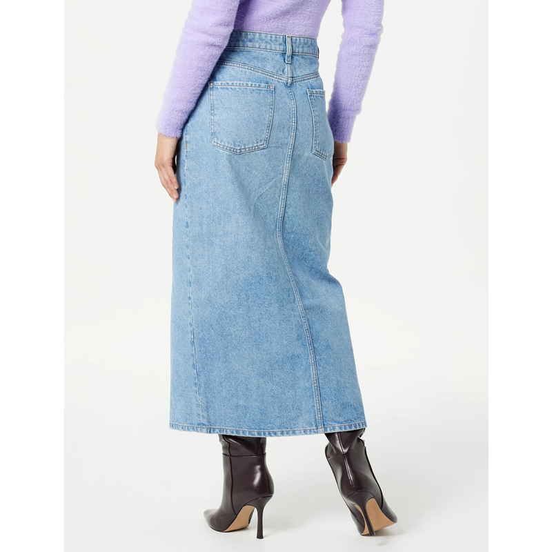 Light Blue Denim Front Slit Skirt | Montivo Pakistan