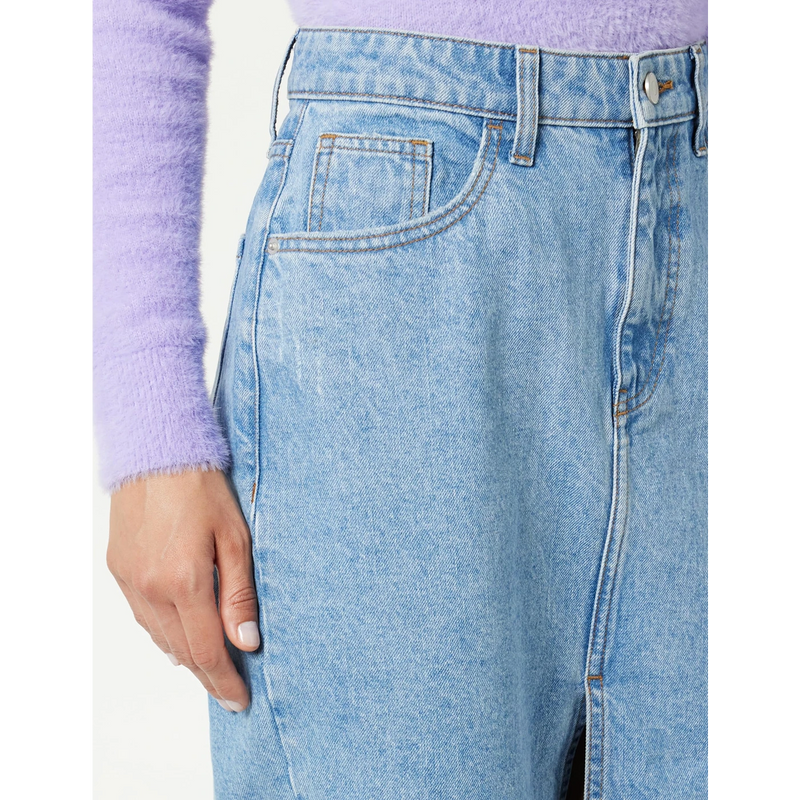 Light Blue Denim Front Slit Skirt | Montivo Pakistan