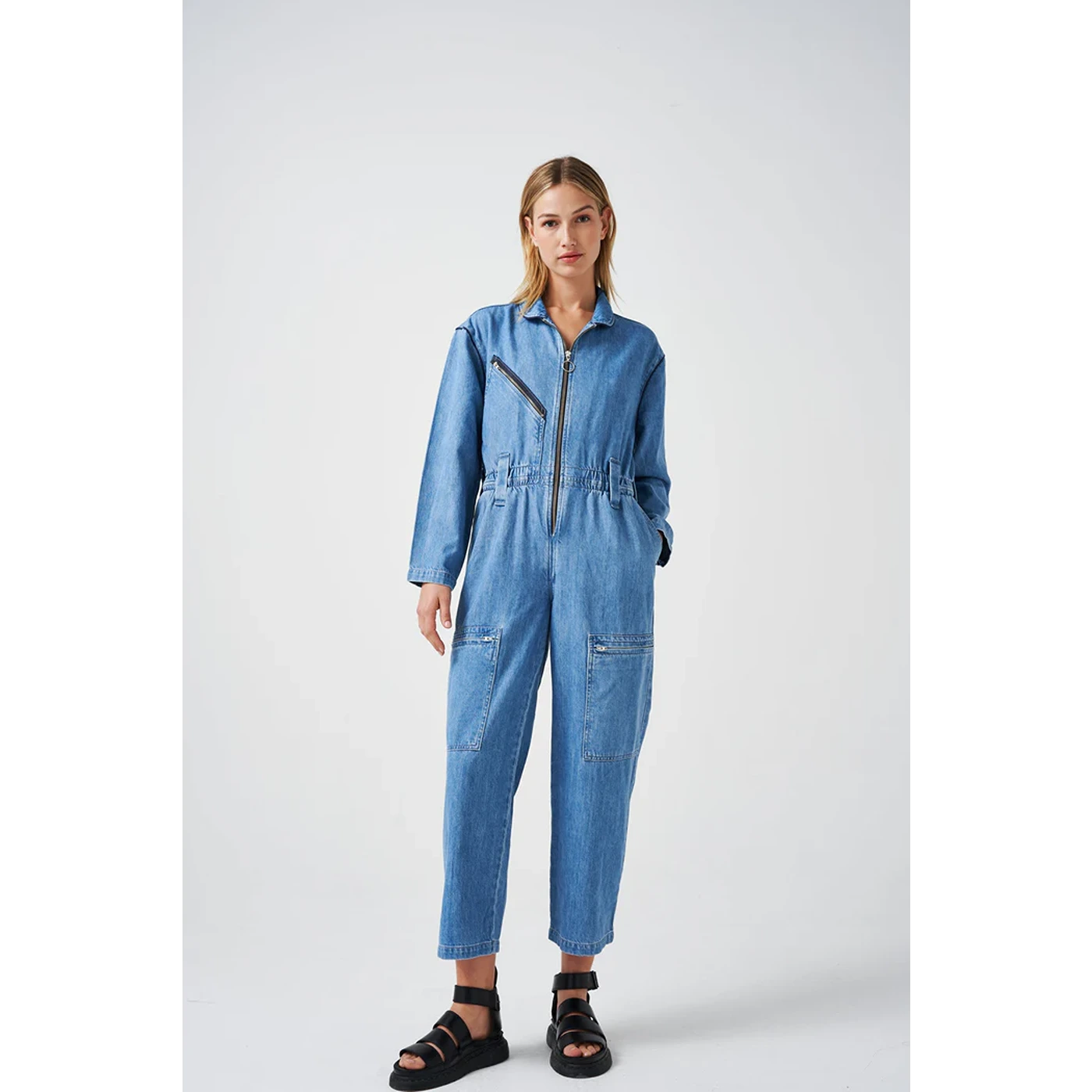 Vintage Denim Light Blue Denim Jumpsuit | Montivo Pakistan