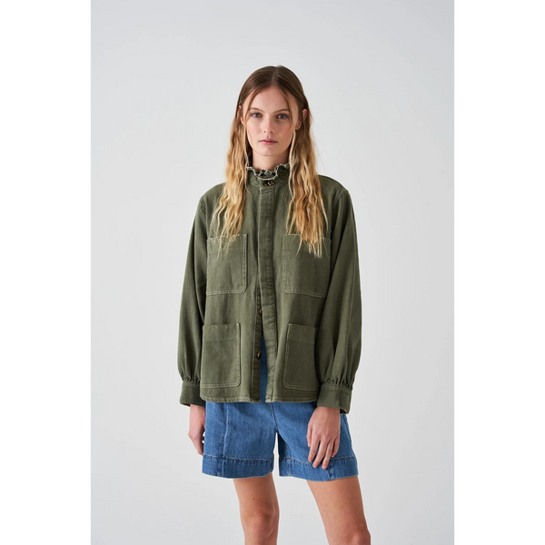 Olive Oversized Denim Shirt | Montivo Pakistan