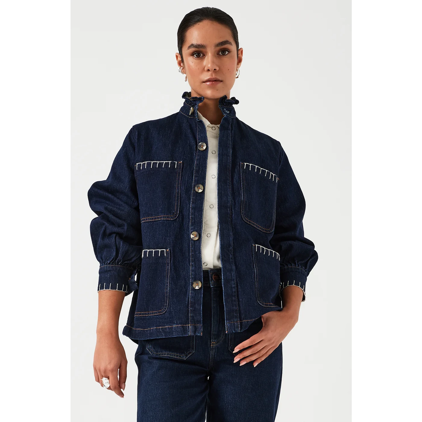 Dark Blue Oversized Denim Shirt | Montivo Pakistan