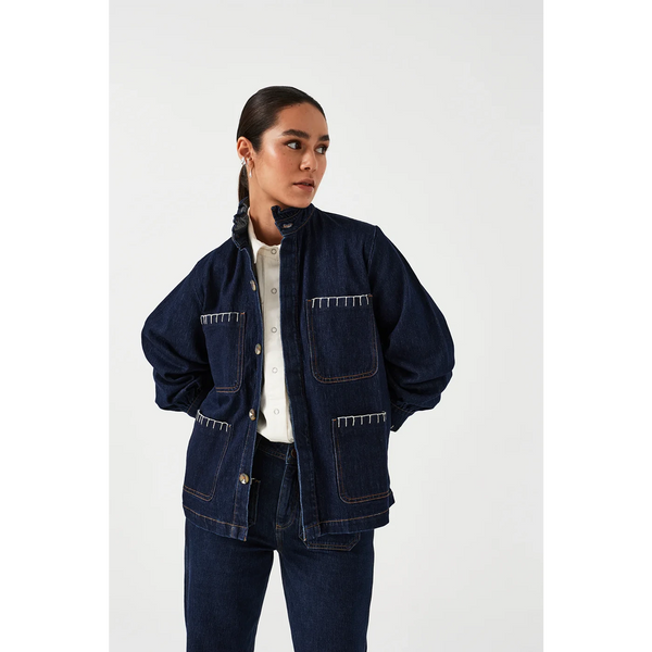 Dark Blue Oversized Denim Shirt | Montivo Pakistan