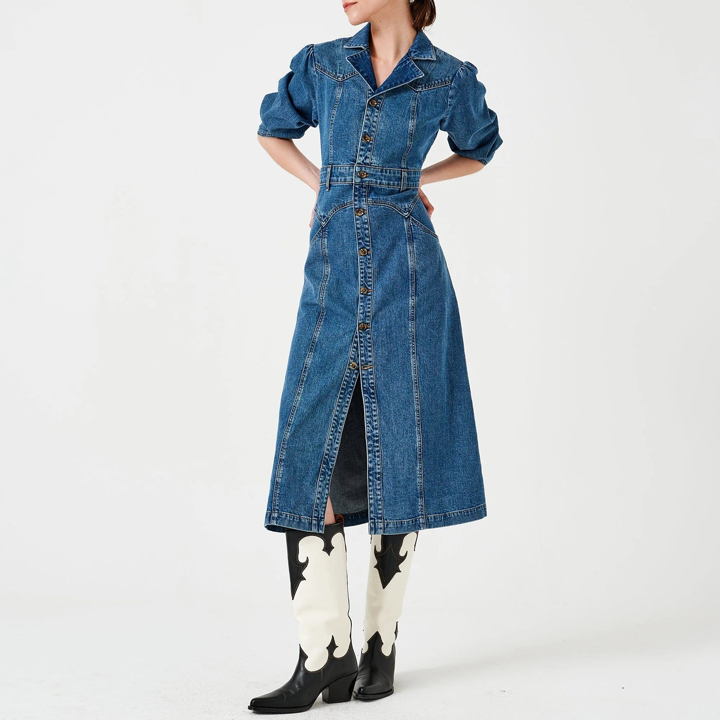 Blue Denim Slit Dress | Montivo Pakistan
