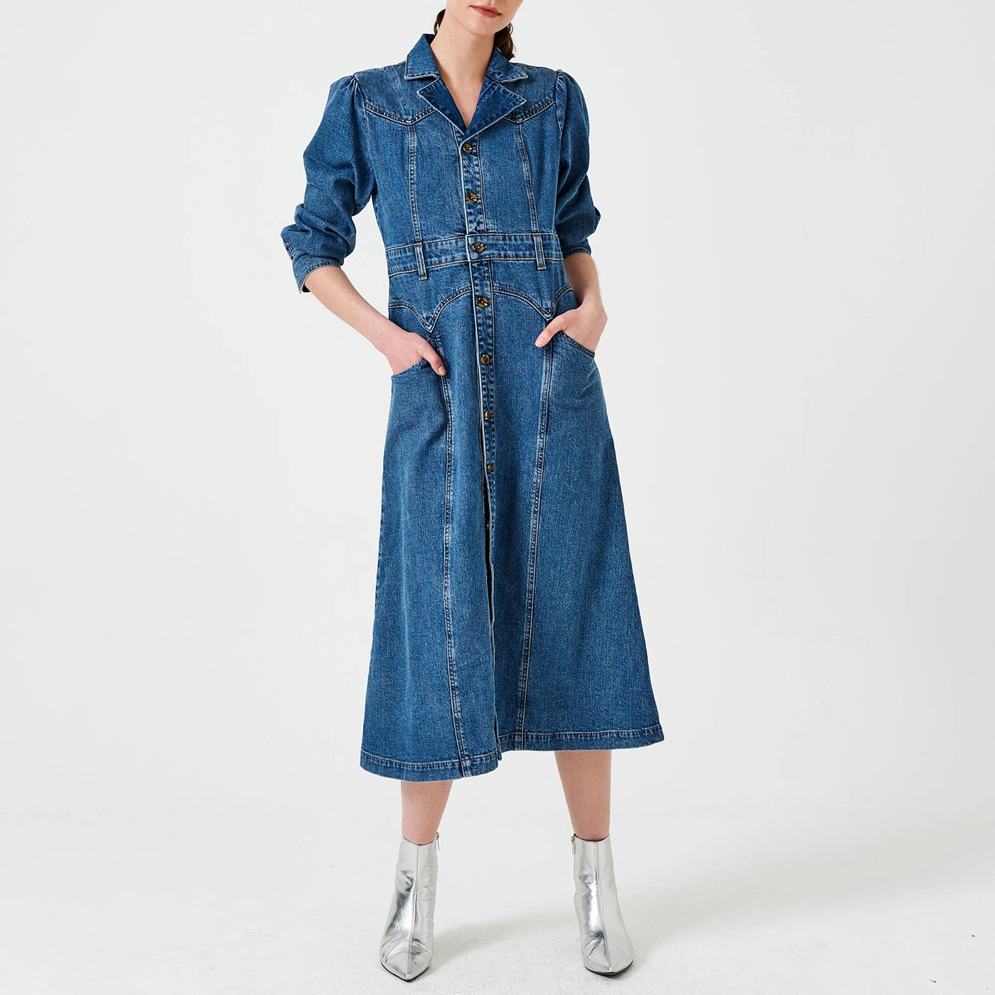 Blue Denim Slit Dress | Montivo Pakistan