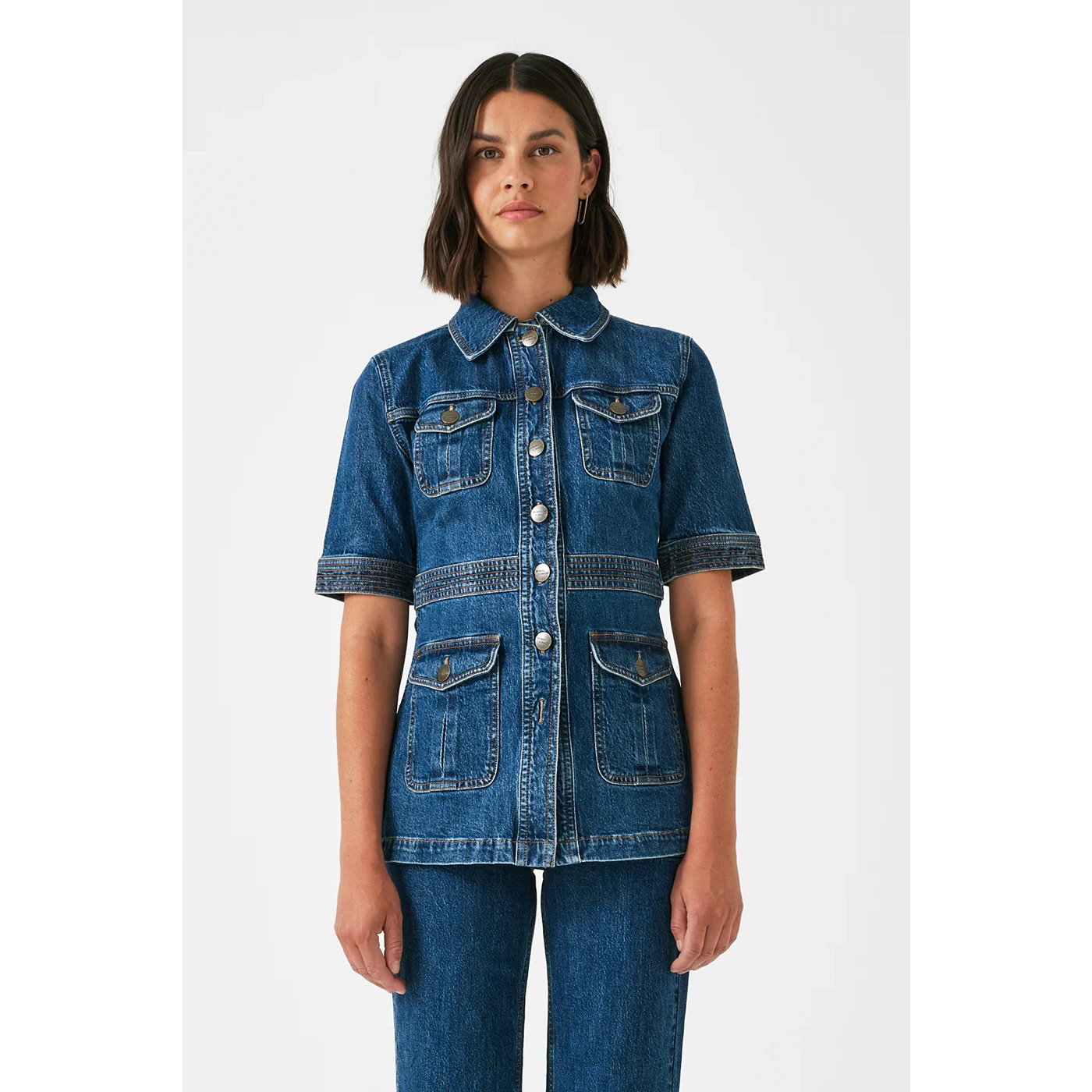 Blue Short Sleeves Denim Shirt | Montivo Pakistan
