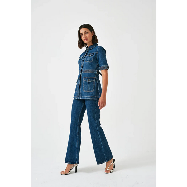 Blue Short Sleeves Denim Shirt | Montivo Pakistan