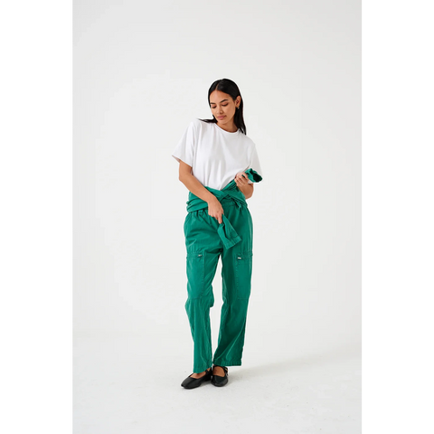 Jade Green Denim Long Jumpsuit | Montivo Pakistan
