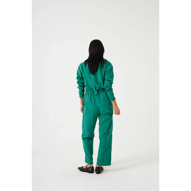 Jade Green Denim Long Jumpsuit | Montivo Pakistan