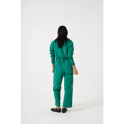 Jade Green Denim Long Jumpsuit | Montivo Pakistan