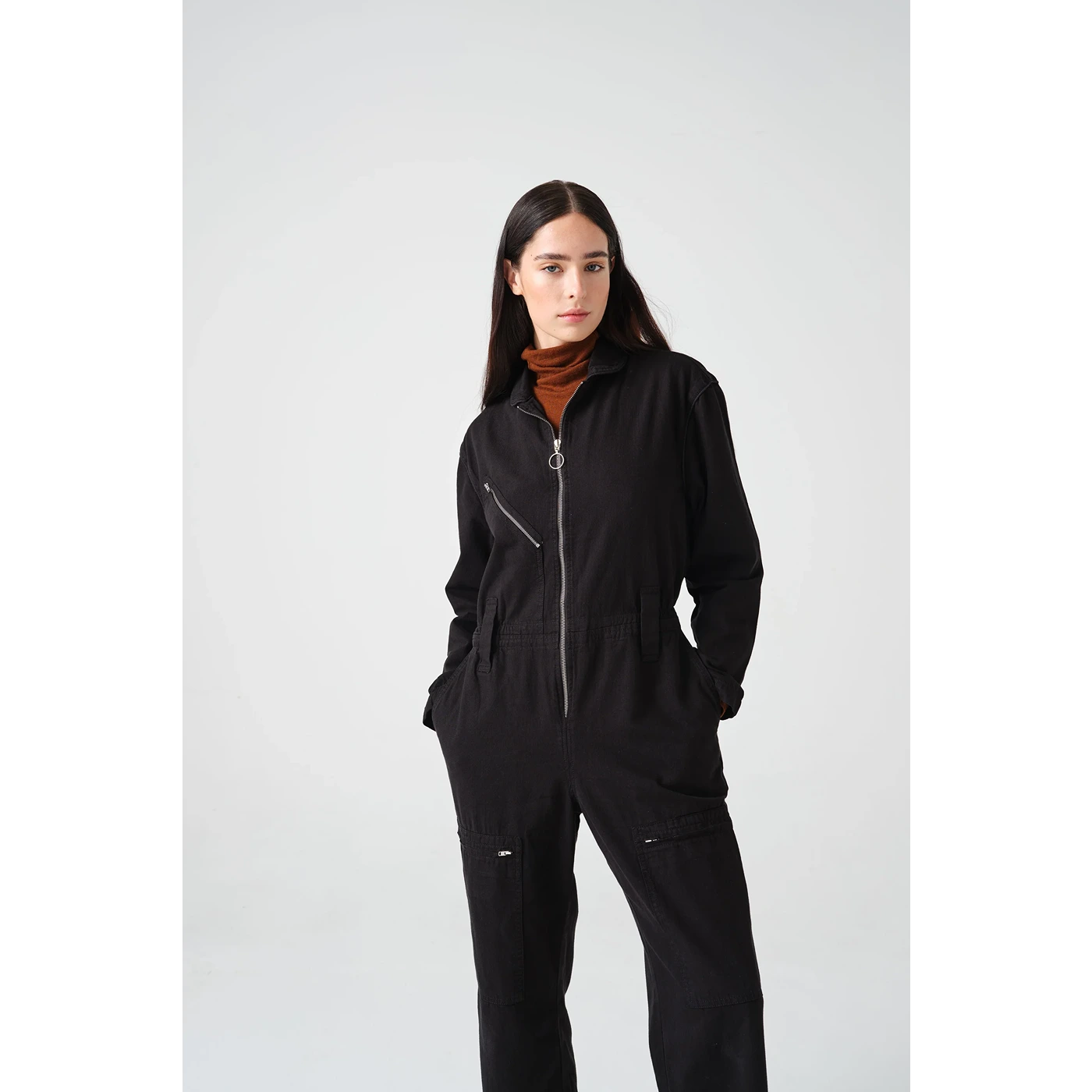 Black Denim Long Jumpsuit | Montivo Pakistan