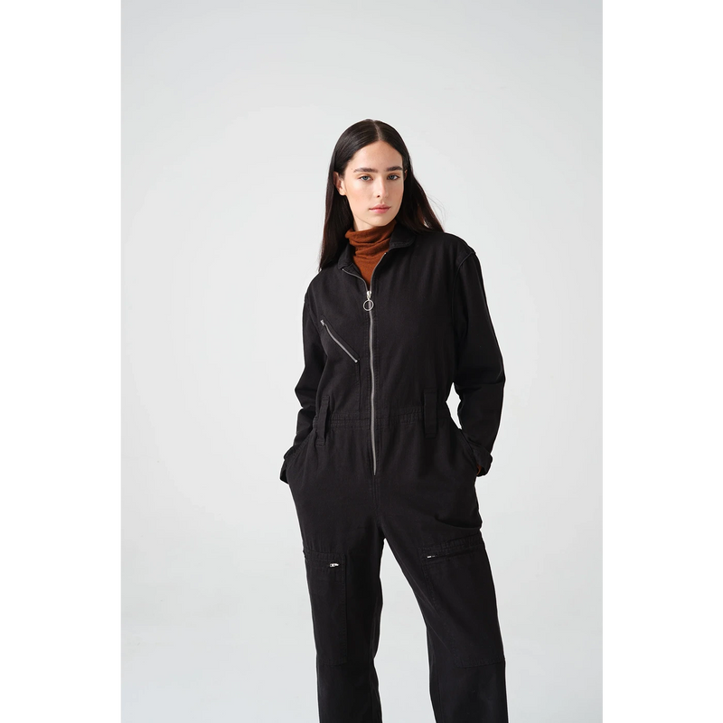 Black Denim Long Jumpsuit | Montivo Pakistan