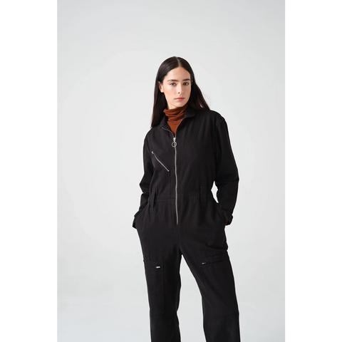 Black Denim Long Jumpsuit | Montivo Pakistan