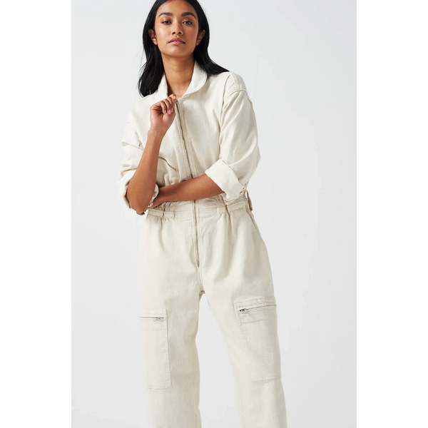 Ecru Denim Long Jumpsuit | Montivo Pakistan