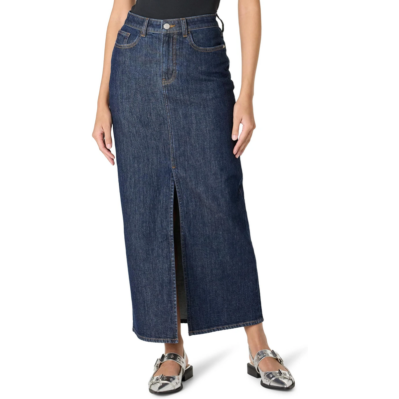 Dark Blue Denim Skirt With Front Slit | Montivo Pakistan