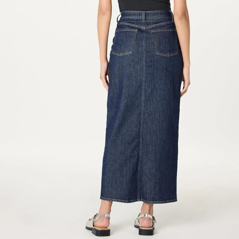 Dark Blue Denim Skirt With Front Slit | Montivo Pakistan