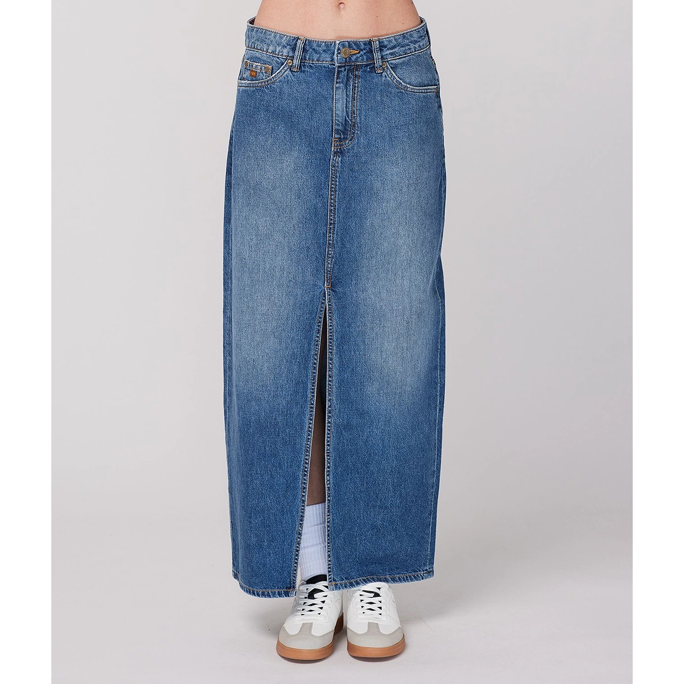 Mid Blue Front Slit Denim Skirt | Montivo Pakistan