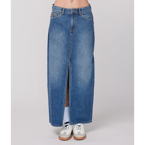 Mid Blue Front Slit Denim Skirt | Montivo Pakistan