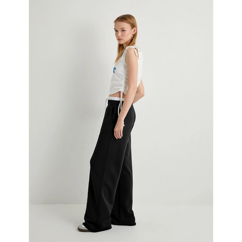 Black Boxer Belt Wide Leg Trousers | Montivo Pakistan