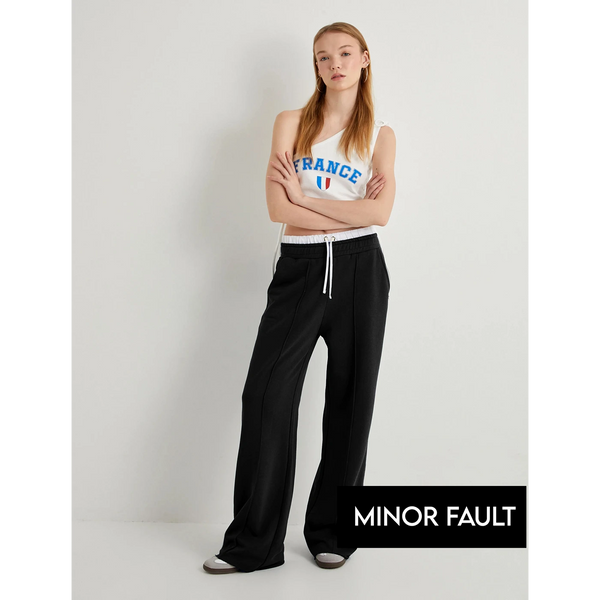 (Minor Fault) Black Boxer Belt Wide Leg Trousers | Montivo Pakistan