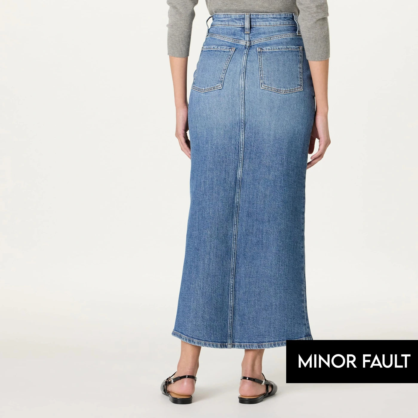 (Minor Fault) Mid Blue Maxi Denim Skirt | Montivo Pakistan