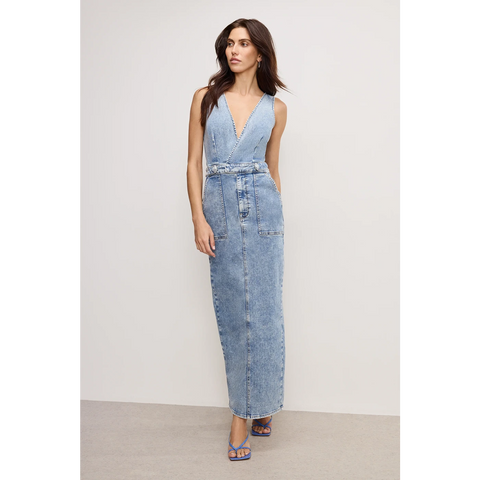 Light Blue Maxi Denim Dress | Montivo Pakistan