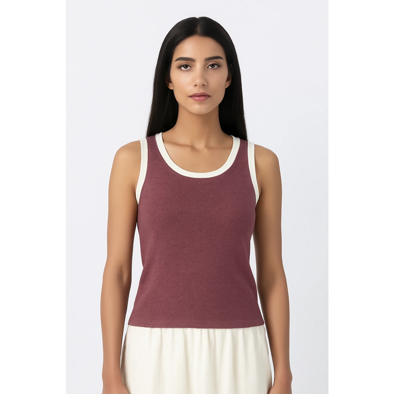 Burgundy Melange Tank Top | Montivo Pakistan