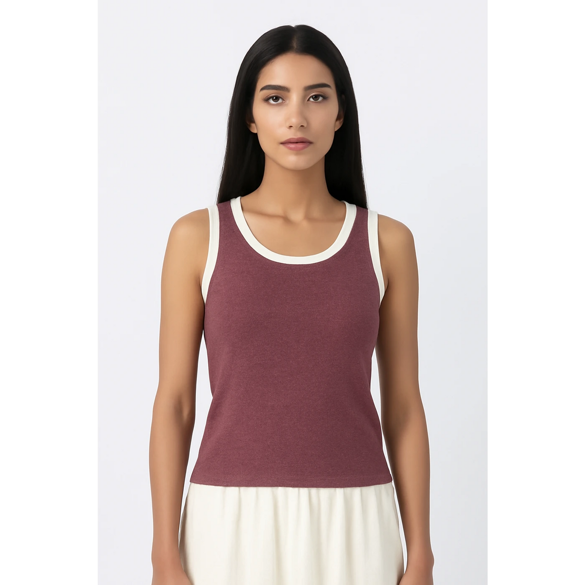 Burgundy Melange Tank Top | Montivo Pakistan