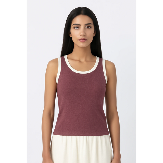 Burgundy Melange Tank Top | Montivo Pakistan