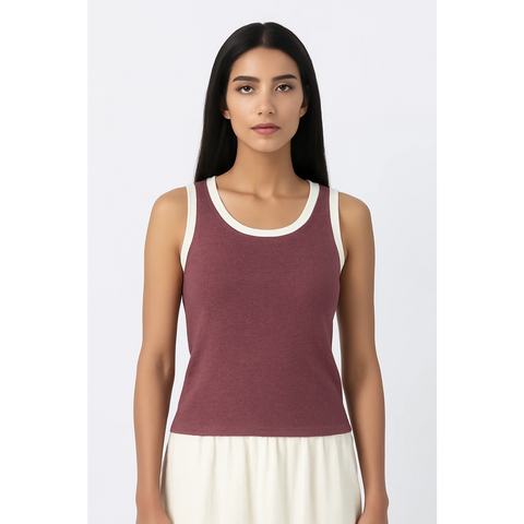 Burgundy Melange Tank Top | Montivo Pakistan
