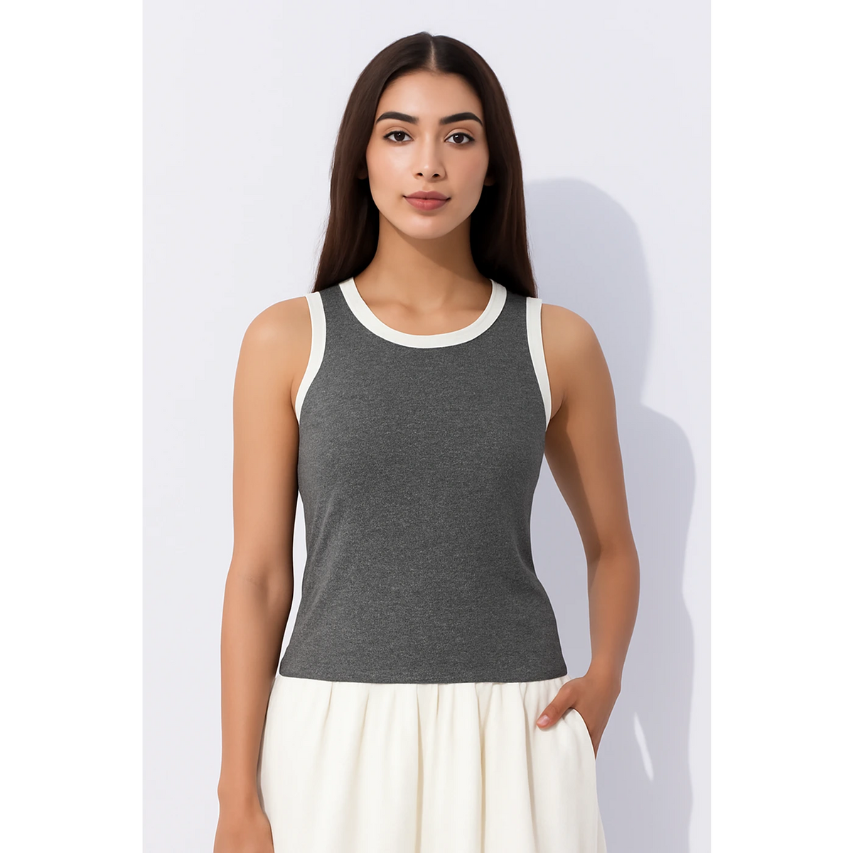 Grey Melange Tank Top | Montivo Pakistan