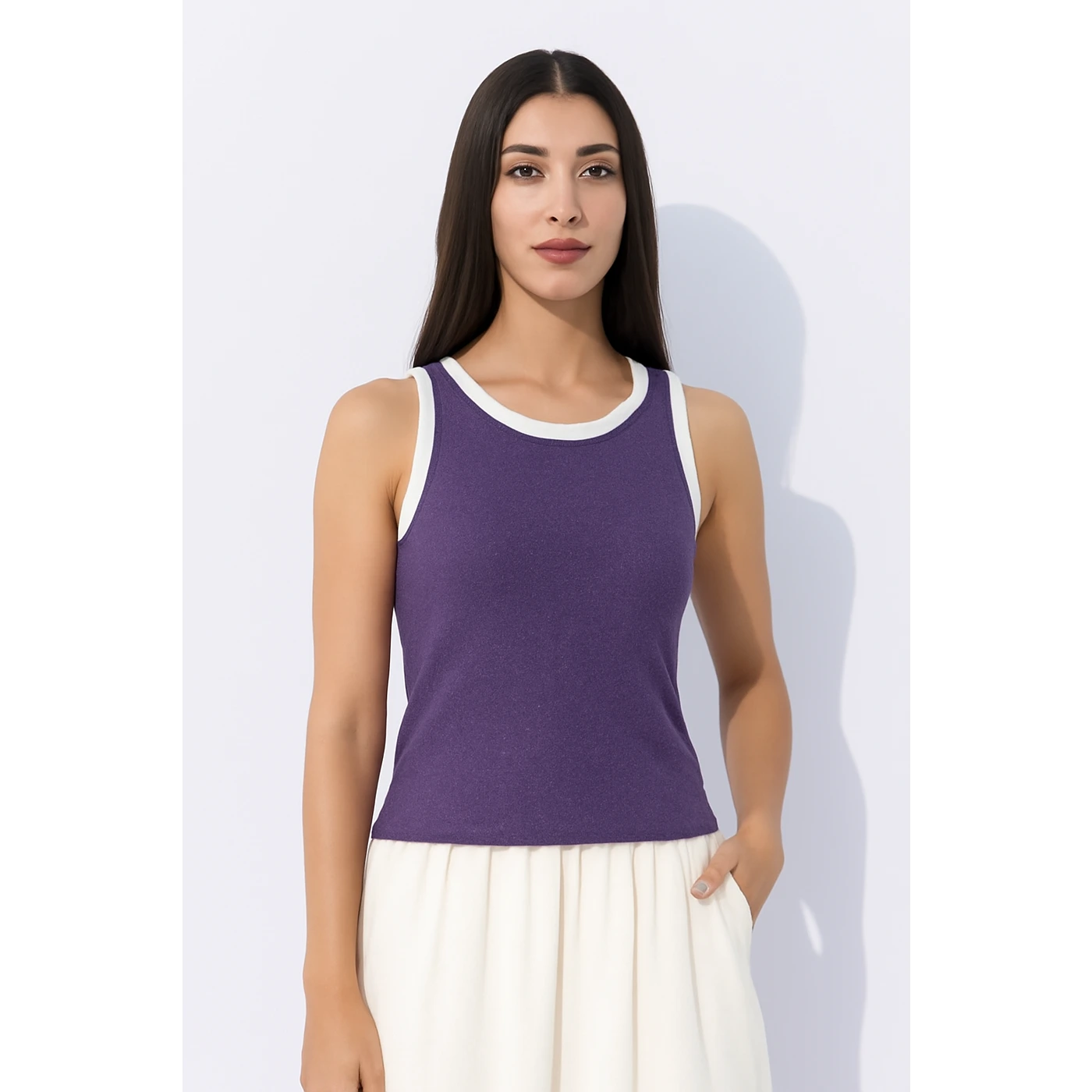 Purple Violet Melange Tank Top | Montivo Pakistan