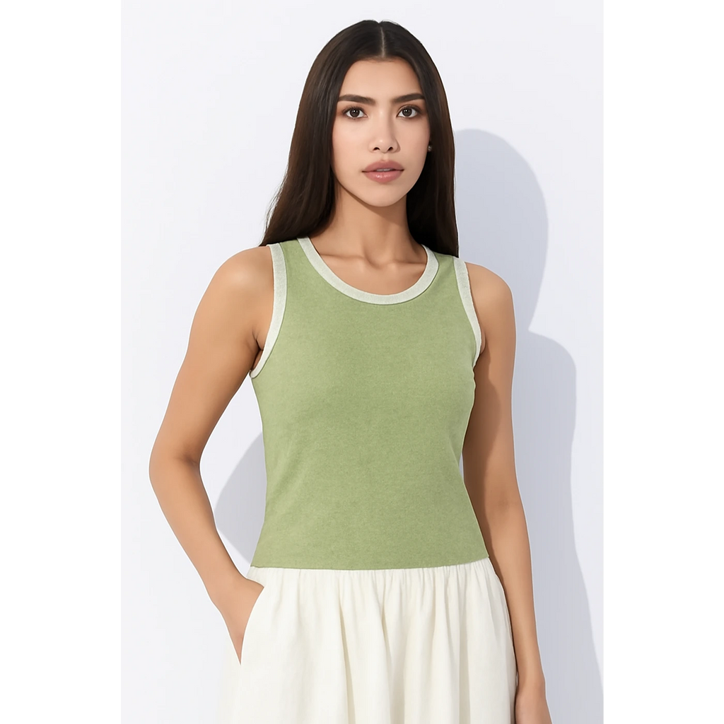 Light Green Melange Tank Top | Montivo Pakistan