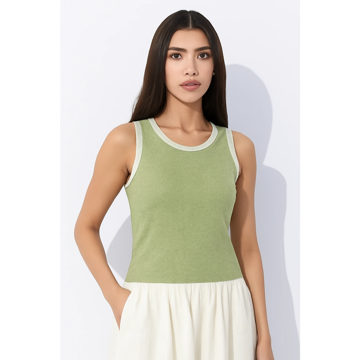 Light Green Melange Tank Top | Montivo Pakistan