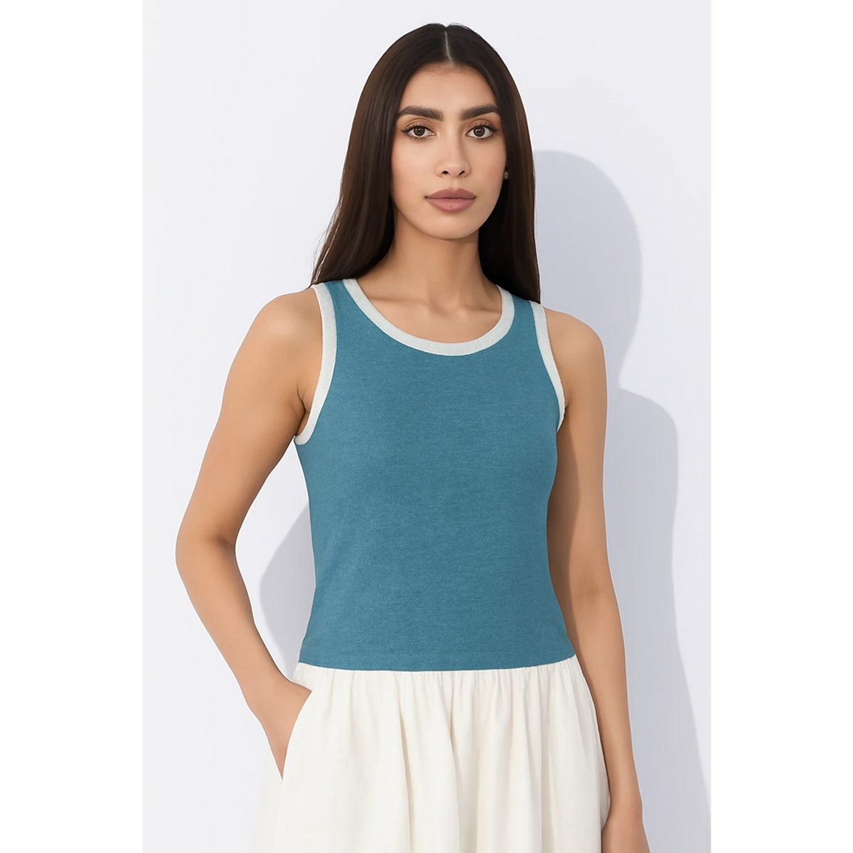Light Blue Melange Tank Top | Montivo Pakistan