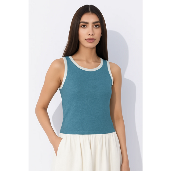 Light Blue Melange Tank Top | Montivo Pakistan