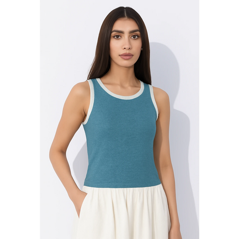 Light Blue Melange Tank Top | Montivo Pakistan