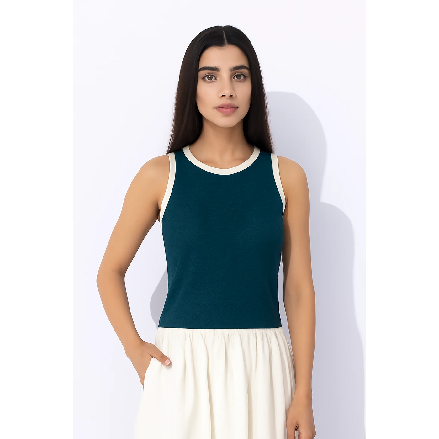 Teal Blue Melange Tank Top | Montivo Pakistan