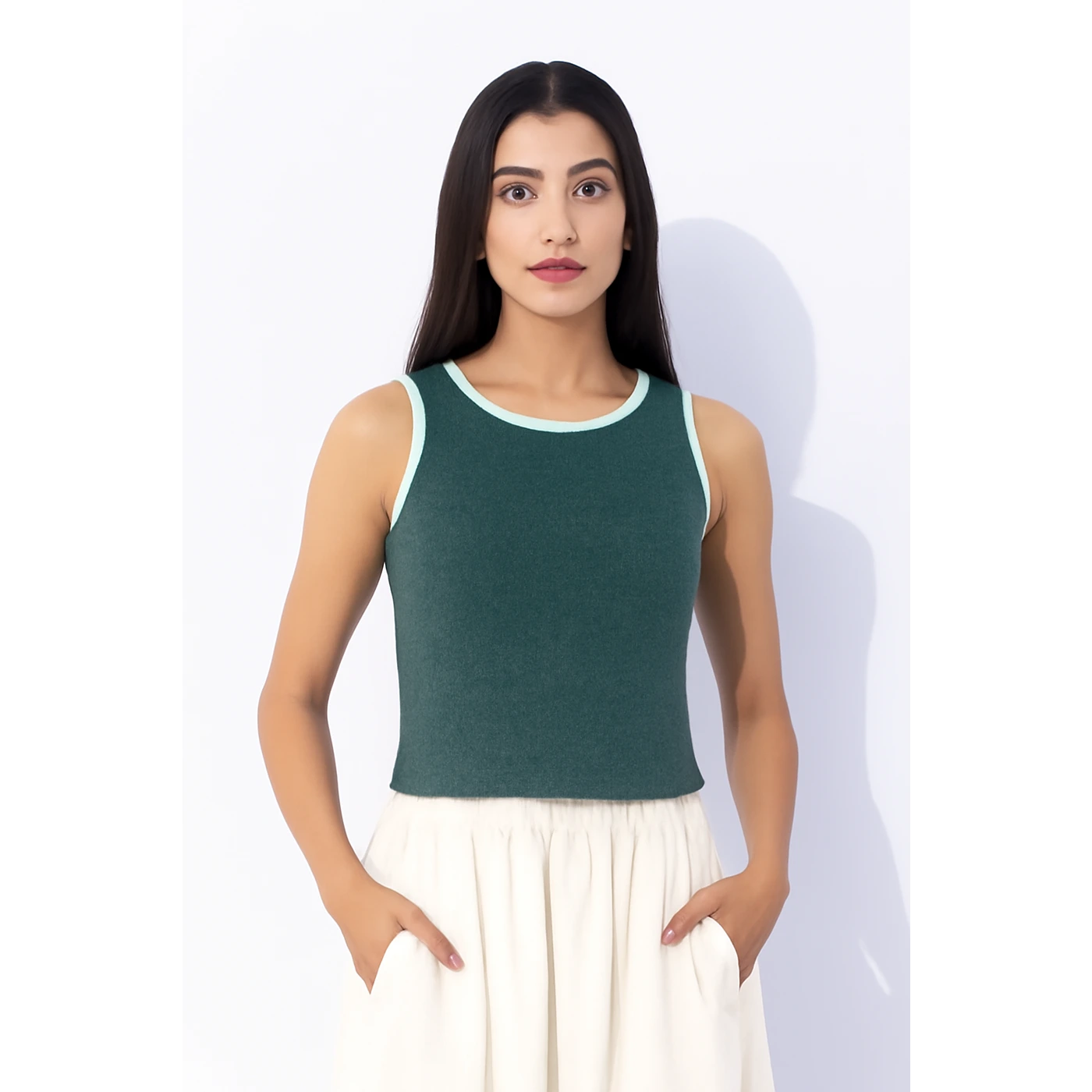 Dark Green Melange Tank Top | Montivo Pakistan