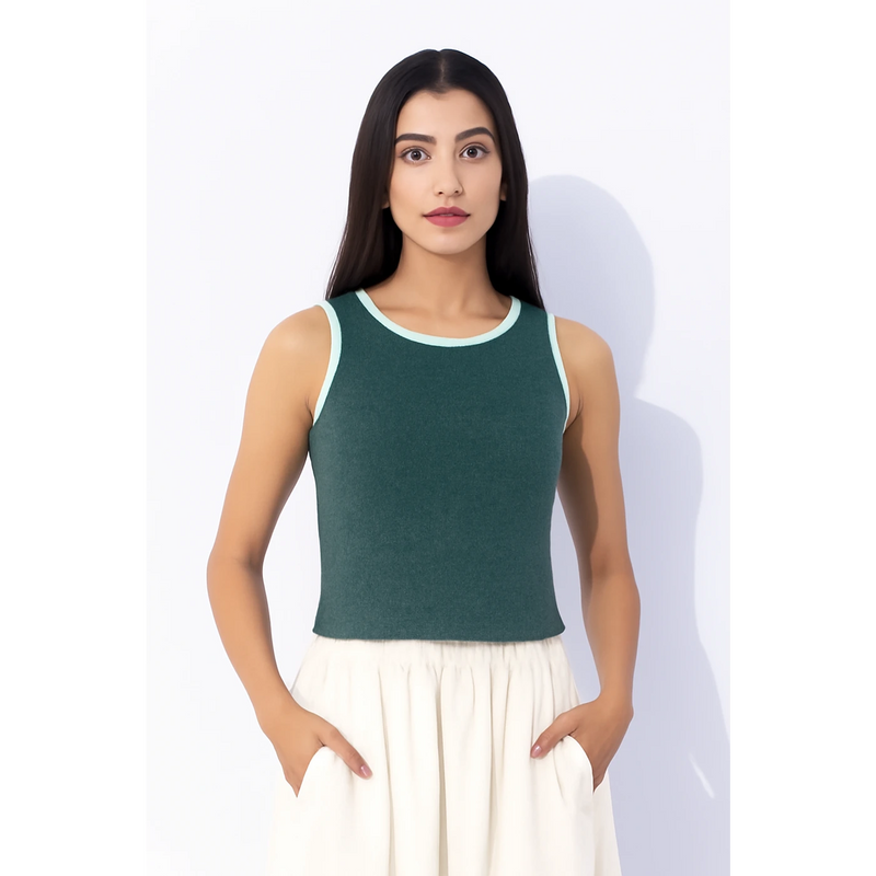 Dark Green Melange Tank Top | Montivo Pakistan