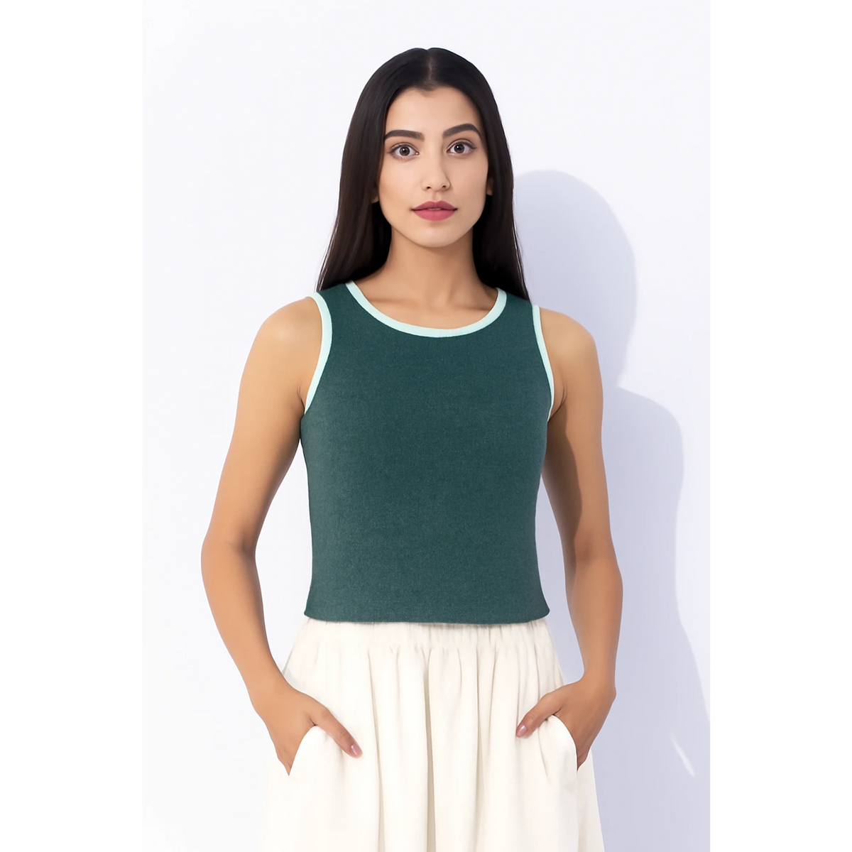 Dark Green Melange Tank Top | Montivo Pakistan