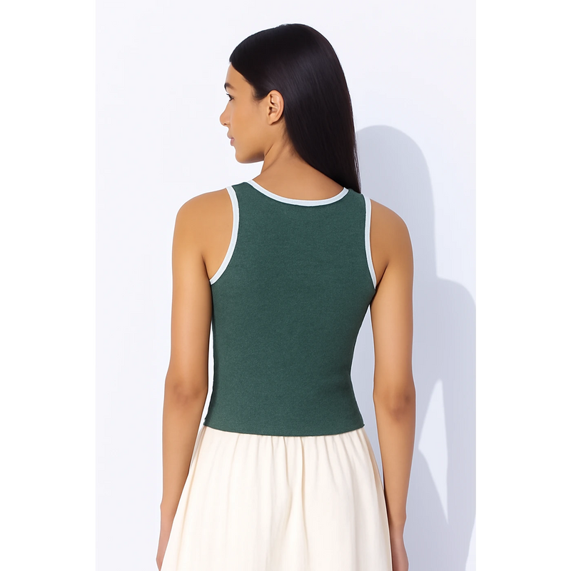 Dark Green Melange Tank Top | Montivo Pakistan