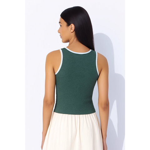 Dark Green Melange Tank Top | Montivo Pakistan