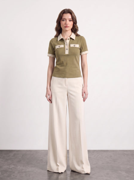 Mud Contrast Trim Button Polo | Montivo Pakistan