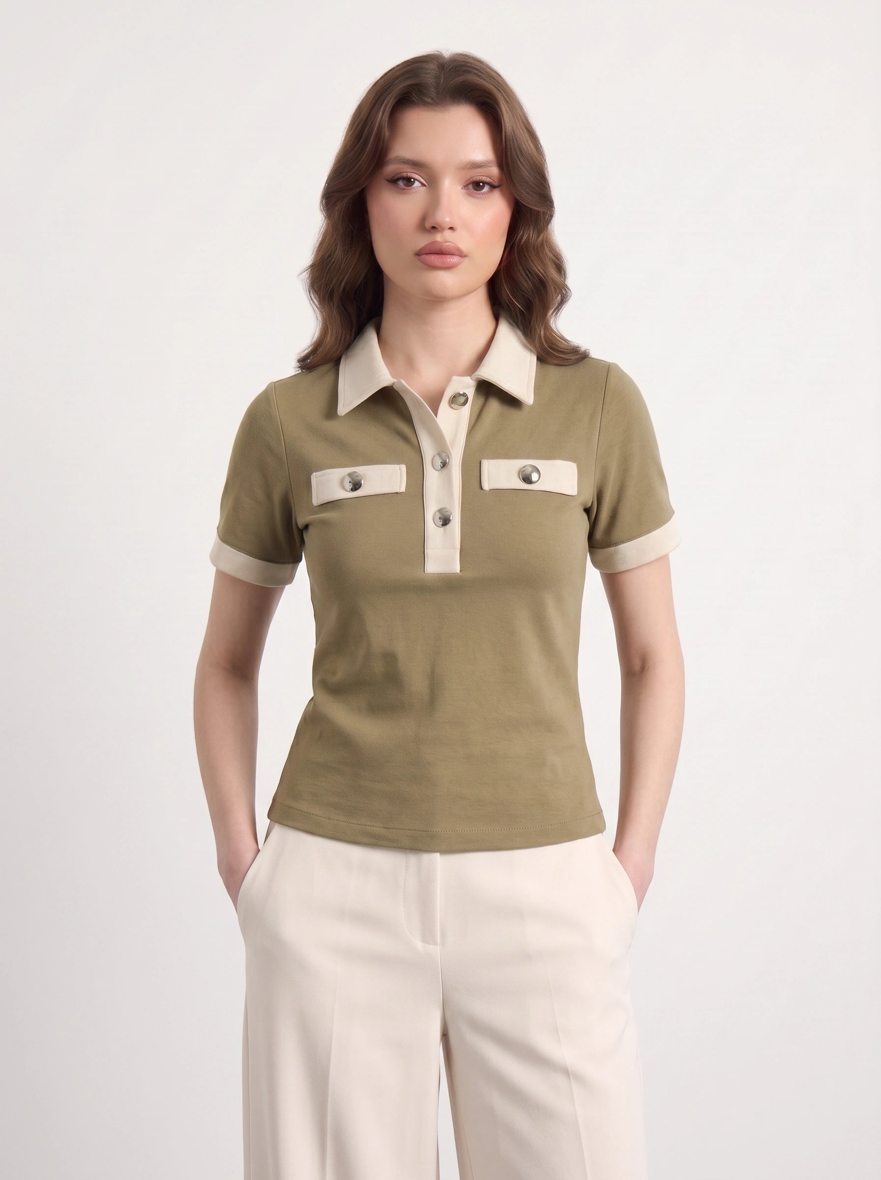 Mud Contrast Trim Button Polo | Montivo Pakistan