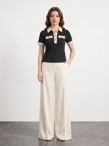 Black Contrast Trim Button Polo | Montivo Pakistan